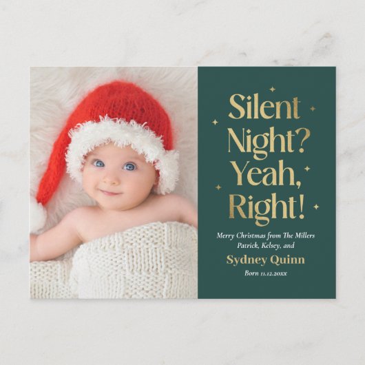 Stille Nacht Nieuwe Baby Grappige Kerstkaart Feestdagenkaart (Voorkant)