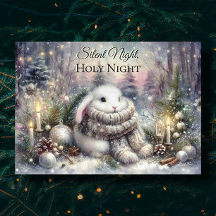 Stille Nacht Schattige Konijn KJV Bijbelvers Kerst Feestdagen Kaart