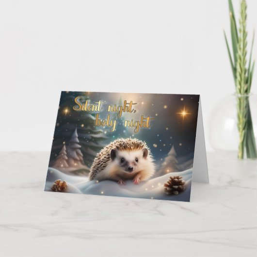 Stille Nacht Schattigee Egel Christelijke Kerst Feestdagen Kaart (Voorkant)