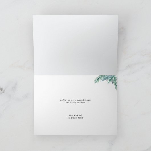 Stille Nacht Watercolor Mistige Dennenbos Feestdagen Kaart (Binnen)