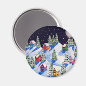 Stille Nacht Winter Volkskunst Magneet (Voorkant / Achterkant)