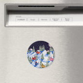 Stille Nacht Winter Volkskunst Magneet (Insitu (Vaatwasser))