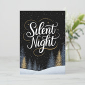 Stille Nacht Zwart en Goud Niet-Denominationeel Feestdagenkaart (Staand voorkant)