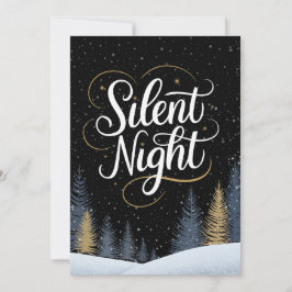 Stille Nacht Zwart en Goud Niet-Denominationeel Feestdagenkaart