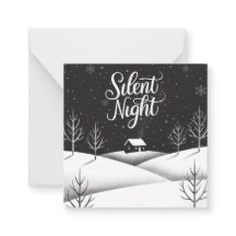 Stille Nacht Zwart-Wit Mini Kerst Kaart