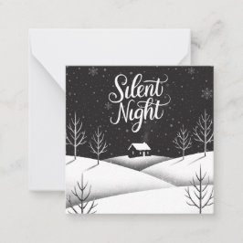 Stille Nacht Zwart-Wit Mini Kerst Kaart Notitiekaartje