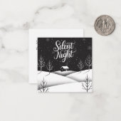 Stille Nacht Zwart-Wit Mini Kerst Kaart Notitiekaartje (Voorkant / Achterkant in situ)