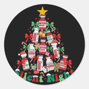 Stille Nachten Ic Verpleegster Medische Kerstvakan Ronde Sticker