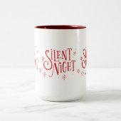 Stille nachten Moderne Kerstmis Typografie Tweekleurige Koffiemok (Center)