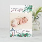 Stille nachten voor Ten Mistle Toes Holiday Birth Aankondiging (Staand voorkant)
