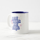 Stille nachten zijn saai grappig knipogen Santa Em Tweekleurige Koffiemok (Voorkant links)