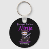 Stille Ninja Kat Gemaskerde Kitty Krijger Puns Sleutelhanger (Voorkant)