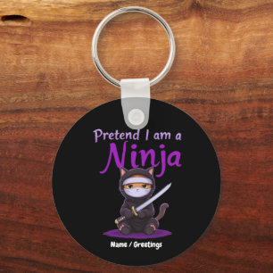 Stille Ninja Kat Gemaskerde Kitty Krijger Puns Sleutelhanger