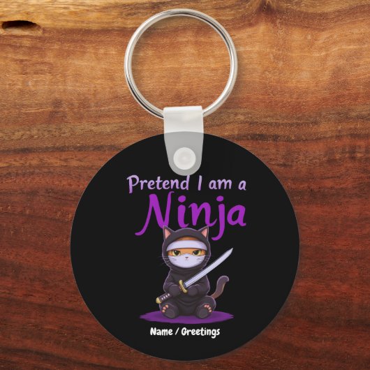 Stille Ninja Kat Gemaskerde Kitty Krijger Puns Sleutelhanger (Voorkant)