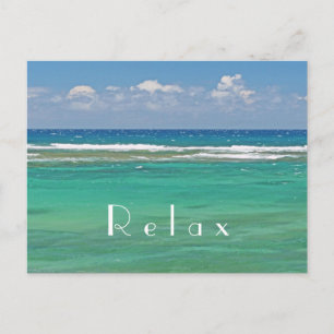 STILLE OCEAAN IN HAWAII "KALMERENDE BLUES EN GROEN BRIEFKAART