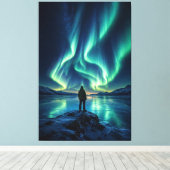 Stille Ontwaaking – Aurora Borealis Canvasprint Canvas Afdruk (Insitu (Houten vloer))