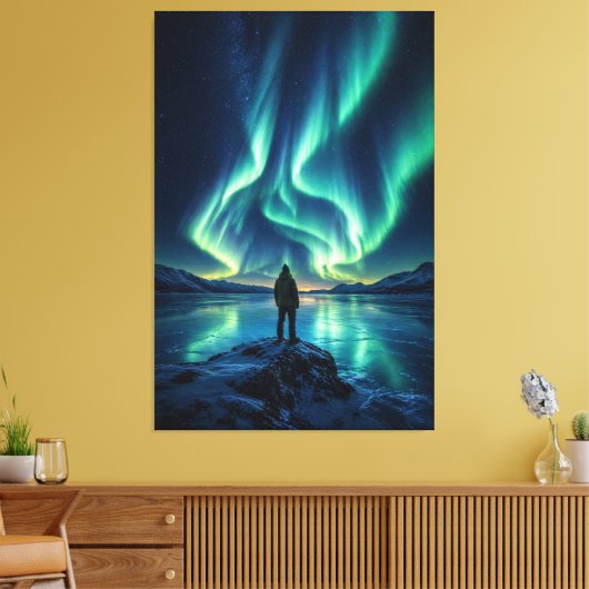 Stille Ontwaaking – Aurora Borealis Canvasprint Canvas Afdruk (Insitu (Woonkamer))