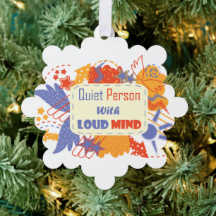 Stille Persoon Met Luidruchtige Gedachten blauw ge Ornament Kaart