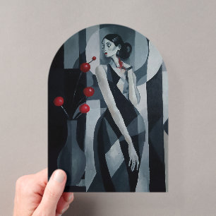 Stille Polsslag Art Deco Vrouw Acryl Uitnodiging