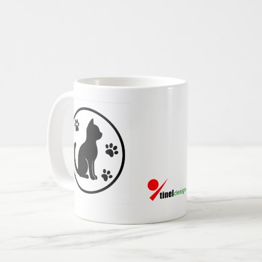 Stille Pootjes – Minimaal Kat Silhouet Koffiemok (Voorkant links)