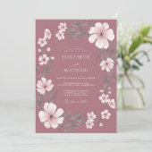 Stille Pruim Wilde Bloemen Bruiloft Kaart (Staand voorkant)