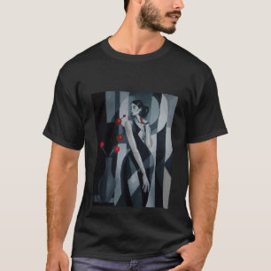 Stille Pulse Art Deco Vrouw Basic Donkere T-Shirt