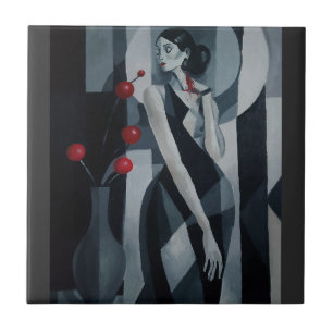 Stille Pulse Art Deco Vrouw Keramische Tegel Tegeltje