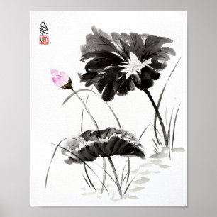 Stille Reflectie Lotus Watercolor Poster