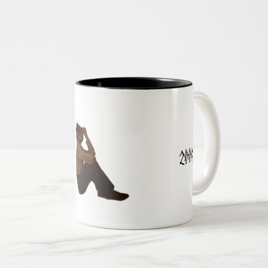 stille reflectie tweekleurige koffiemok (Voorkant rechts)