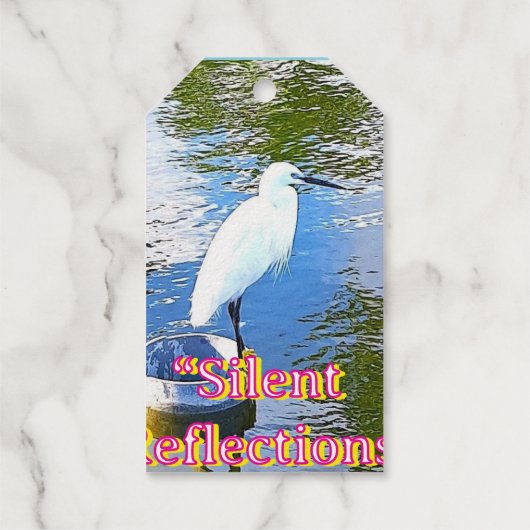 Stille Reflecties | Witte Reiger Natuur Gift Tag (Achterkant)
