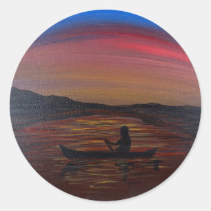 Stille Reis -handgemaakte kunst - Wandklok Ronde Sticker