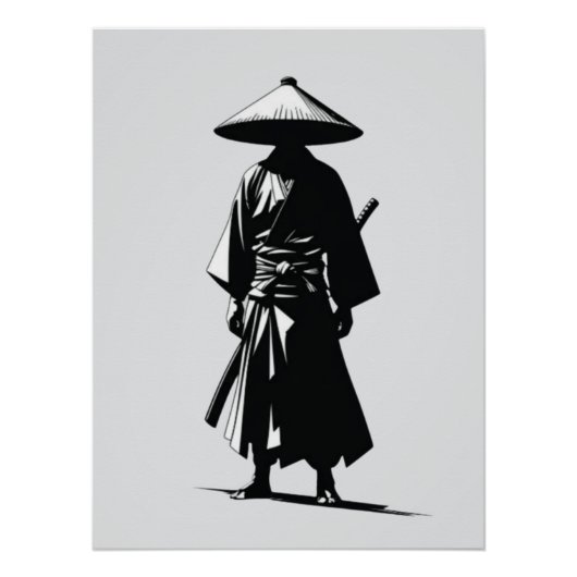 Stille Ronin – Zwart & Wit Muur Kunst Poster (Voorkant)