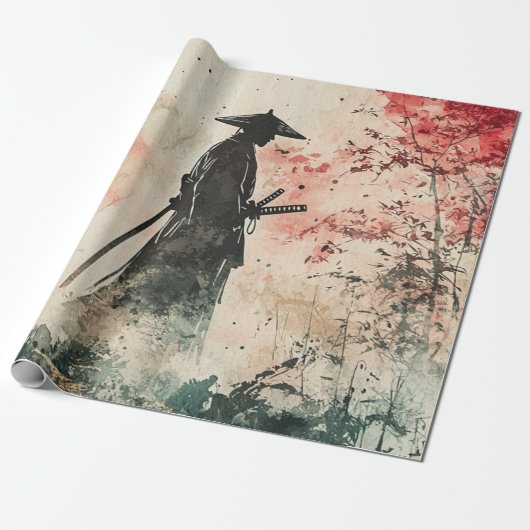 Stille Samurai Rode Bos (1) Cadeaupapier (Uitgerold)