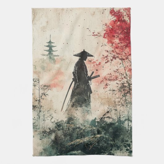 Stille Samurai Rode Bos (1) Theedoek (Verticaal)