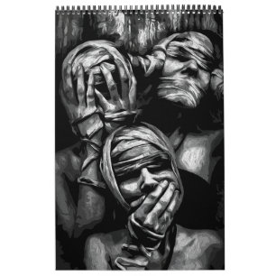 Stille schaduwen: Abstracte gezichten Kalender
