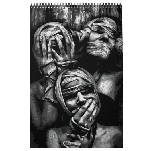 Stille schaduwen: Abstracte gezichten Kalender (Hoes)