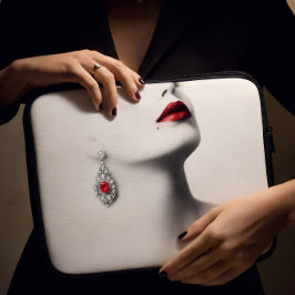 Stille Schoonheid – Monochrome Houtskoolkunst met  Laptop Sleeve