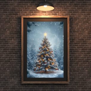 Stille Sneeuw Kerstboom Poster