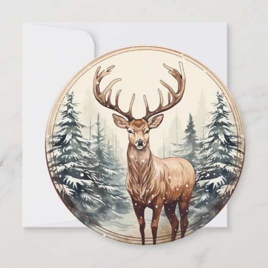 Stille sneeuwval - een kerstmoment in het bos feestdagenkaart (Voorkant)