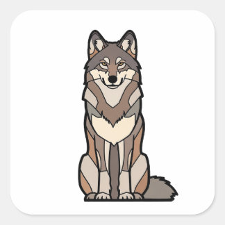 Stille Sterkte Wolf – Minimalistische Dierenillust Vierkante Sticker