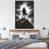 Stille Vastberadenheid – Zwarte & Witte Canvas Kun Afdruk (Insitu (Slaapkamer))