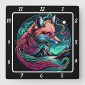 Stille vos boven de toppen vierkante klok (Voorkant)