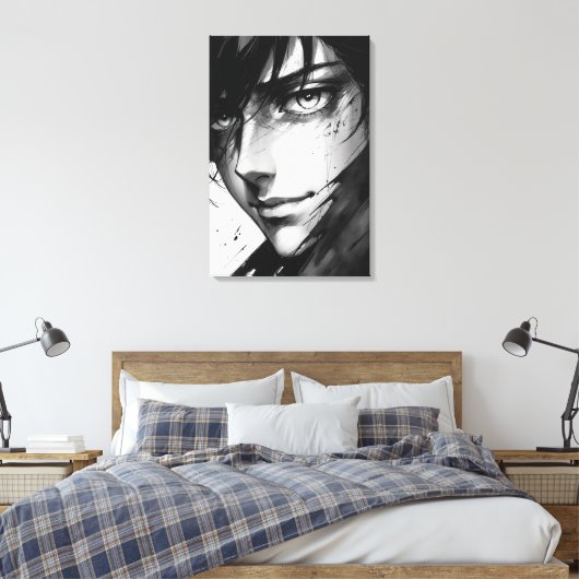 Stille Waarheden - Inkt Portret van Verborgen Emot Canvas Afdruk (Insitu (Slaapkamer))