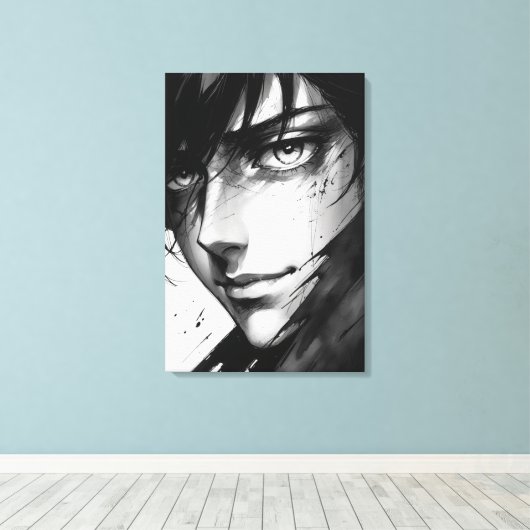 Stille Waarheden - Inkt Portret van Verborgen Emot Canvas Afdruk (Insitu (Houten vloer))