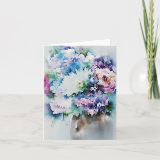 stille Waterverf nog steeds Life Rose Bouquet Kaart (Voorkant)