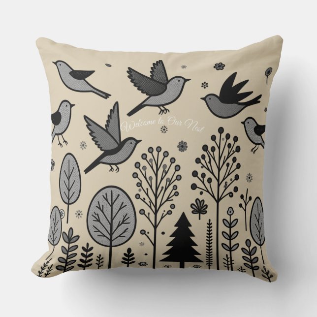 Stille Weide Vogels Kussen (Voorkant)