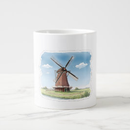Stille Windmolen in de Velden – Zachte Waterverf L Grote Koffiekop