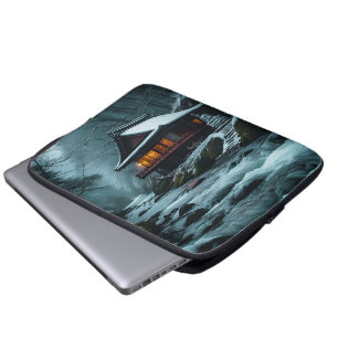 Stille Winter: Stille Tempel aan de Winterrivier Laptop Sleeve