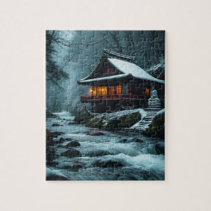 Stille Winter: Stille Tempel aan de Winterrivier Legpuzzel