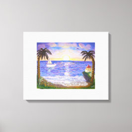 Stille zomer aan het strand canvas afdruk